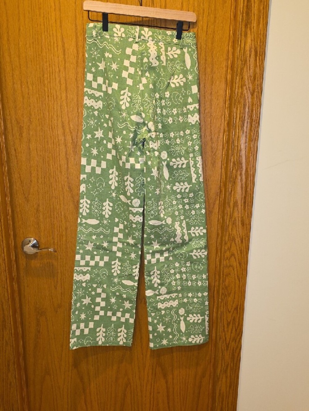Green Printed Boot-Cut Pants - Women's Flare Trousers - Picture 4 of 6